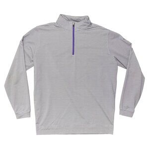 Genteal Apparel Men's Purple Stripe Quarter Zip Size Medium